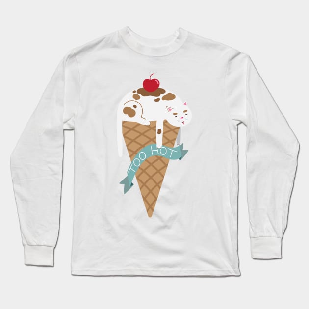 Ice Cream Cat Long Sleeve T-Shirt by Caden Davis Designs